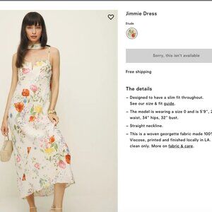 Reformation Jimmie Dress Ivory - Size 6